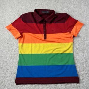 G/Fore Rainbow Stripe Polo Top Women's Size Medium Golf Shirt GFore NWT